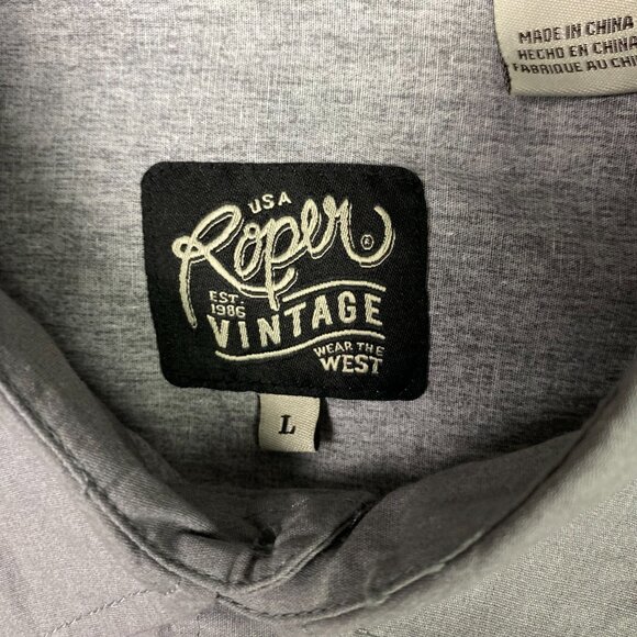 Roper Vintage Wear Shirt Men's Large Gray Burgundy Pearl Snap Wester Aztec NWT - Picture 6 of 13